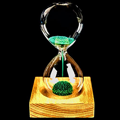 Reloj de arena magnético con base de madera azul miniatura 5