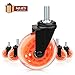 Office Chair Wheels by 8T8 for Smart Home Offices, M8 5/16 Screw stem Caster Set of 5 Heavy Duty 3" Replacement Rubber Office Chair Casters- w/Universal Fit, No Need for Chair Mats(Orange)