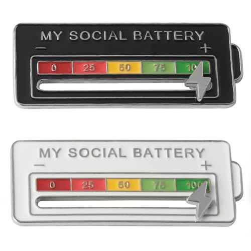 Image of Social battery pin - My Social Battery Creative Lapel Pin, Fun Enamel quantity of electricity Pin