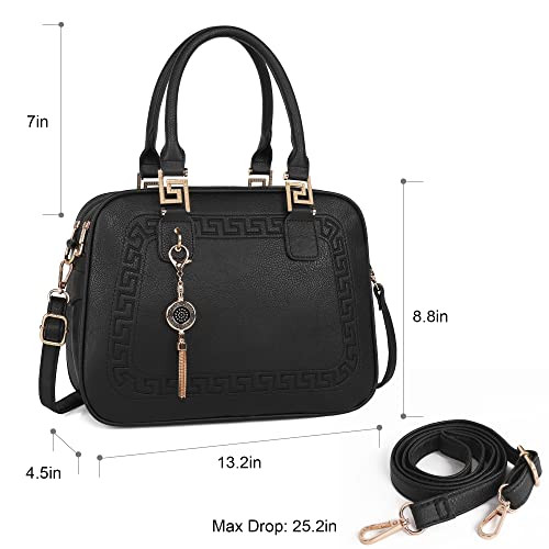 Montana West Satchel Bags For Women Tassel Top Handle Handbags Barrel Purses With Crossbody Strap Black Mwc-041Bk #TOP5
