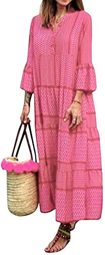 Minetom Donna Abito Manica a 3/4 Scollo a V Sciolto