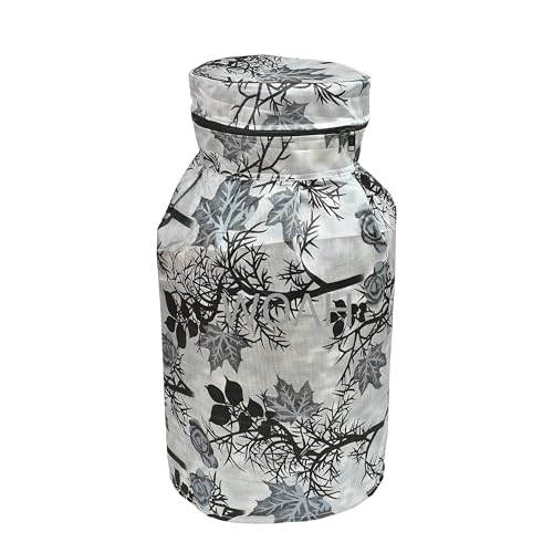 Image of Woah Cotton DustProof and Dustproof LPG Gas Cylinder Cover| Top Design Stain| Dust| DustProof PVC LPG Gas Cylinder Cover, Polyester Gas Tank Cover Fits StandardG (Pack of 2, Grey Leaf)