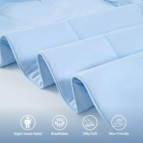 Regency Heights Twin Size Cooling Comforter, Breathable Blanket for Hot Sleepers, Lightweight All Season Bedding for Night Sweats, 60x90, Ice Blue — view 4