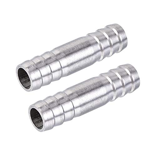 sourcing map Barb Hose Fitting, 13x50mm Straight Coupler Tubing Connector for Water Fuel Air Oil Gas, Polishing 304 Stainless Steel, Pack of 2