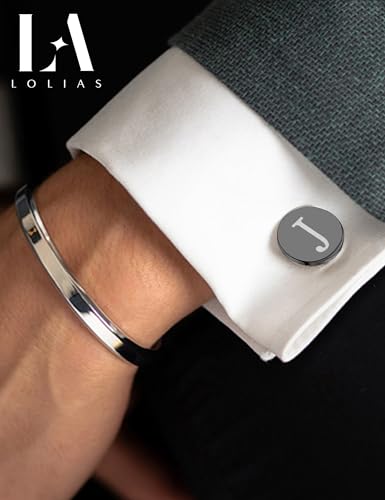 image for LOLIAS Cuff Links Mens Accessories Jewelry Classic Initial Cufflinks w