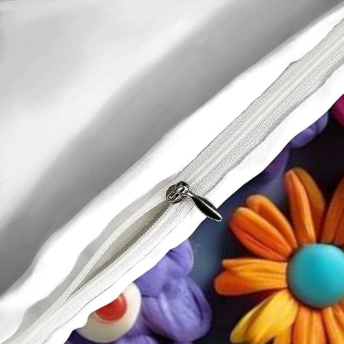 Housse de couette single fleurs colorées fermeture éclair lit enfant