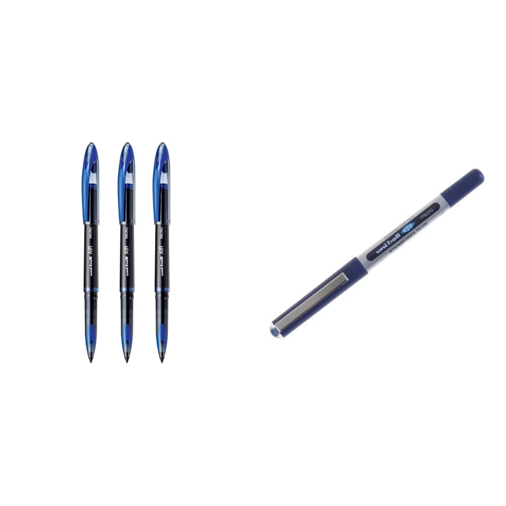 Uniball Air Rollerball Pen, 3Pack, Blue (UBA 188 M) Eye Ub150 Blue