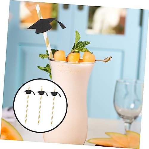 Pitillos de papel flexibles negros para fiesta graduación x12 miniatura 7