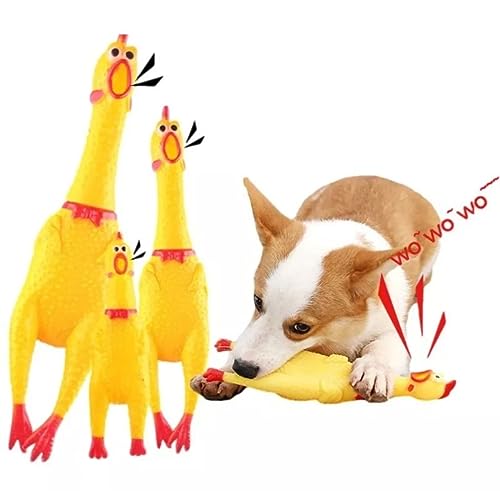 Brinquedo Pet Frango Galinha15 Cm Com Apito Mordedor de Apertar Borracha Lung Pet