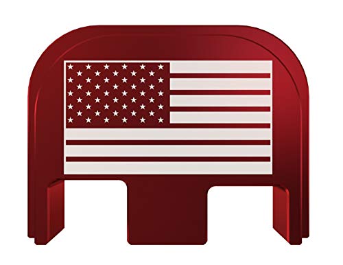 Rowe Tactical Rear Slide Cover Back Plate for Glock Gen 1-5 - Red American Flag - for Glock G17 G19 G21 G22 G23 G24 G26 G27 G29 G30 G31 G32 G33 G34 G35 G36 G37 G38 G39 G40 G41 G45