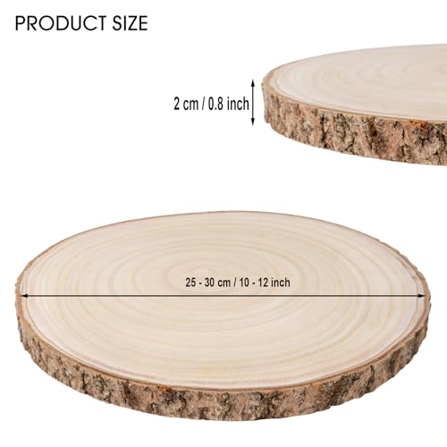 Unfinished Wood Slices 4 Pcs 10-12 inch Large Wooden Rounds Circles Natural Wood Disc Coaster Pieces Christmas Ornaments with Bark for Centerpieces DIY Painting Crafts Rustic Wedding - Thumbnail 3