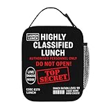 WOEMOZAP Highly Classified Funny Lunch Bag for Kids & Adults – Insulated Top Secret Lunch Box with Secret Agent Design – Reusable Novelty Tote for School, Work, or Travel