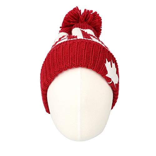 Withmoons Knit Us Canada Flag Union Jack Pom Beanie Hat Jzp0027 (Red) #TOP1