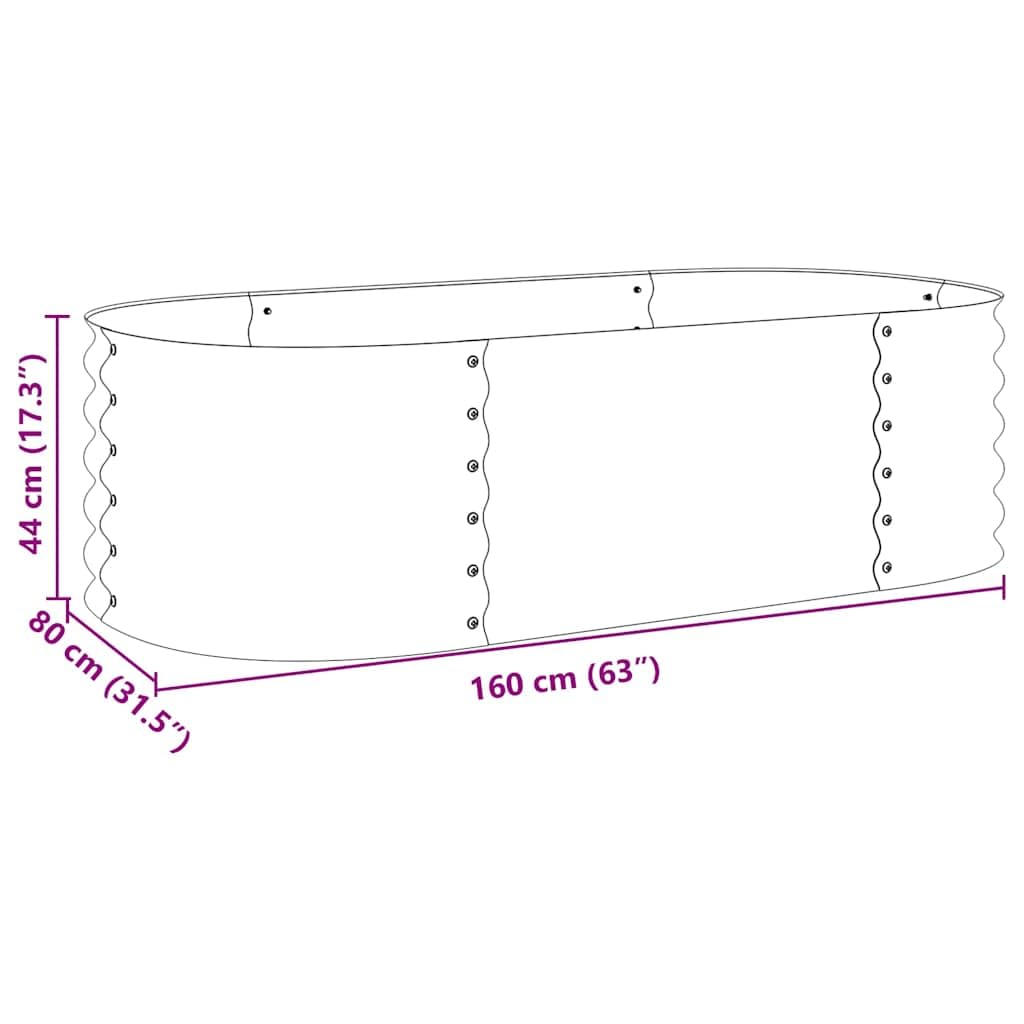Bancal alto de 160 x 80 x 44 cm de acero galvanizado plateado, diseño moderno, robusto, para jardín, terraza y balcón