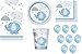 Produktbild Unique Party bpwfa-4168 Umbrellaphants Baby Dusche Party Boy Geschirr-Set für 16 Personen, blau, 57-Piece