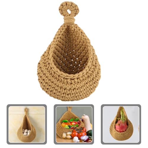 Cesta colgante para frutas de lino que ahorra espacio en cocinas rústicas y salones 6