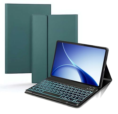 Image of ProElite Keyboard case for Oppo Pad 5 12.1 inch, Magnetic Detachable Wireless Bluetooth Keyboard for Oppo Pad 5 12.1 inch Built-in 7-Colors Backlit, Dark Green