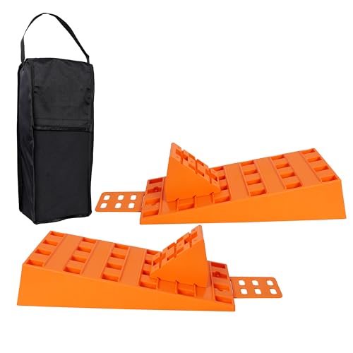 Rampas niveladoras para caravanas 5T, juego resistente para RV con 2 calzas de rueda, niveladores para camper y remolques miniatura 1
