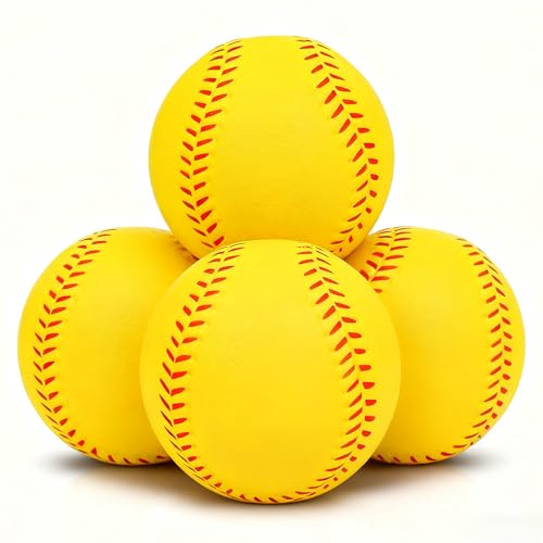Bac-kitchen 4 Pack Foam Baseballs Practice softballs 9 inch Training Soft Baseballs Batting Hitting Fielding Indoor Outdoor (Yellow)