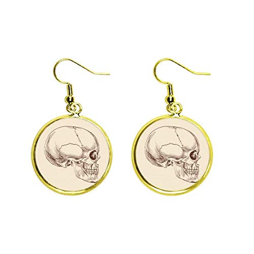 Pendientes craneo humano de perfil para looks urbanos y eventos de noche