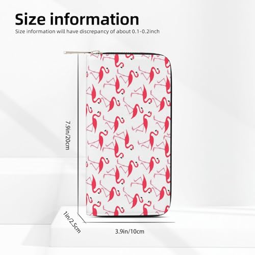 Leather Wallet for Men Women Pink flamingo pattern Print Credit Card Holder with Money Clip, PU Leather Zipper Coin Purse Organizer3