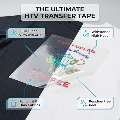 Image of Frisco Craft Reusable Heat Transfer Tape Sheets for HTV /Vinyl, Medium Tack Clear Transfer Paper for Adhesive Vinyl Decals, T-Shirts & Windshield Stickers, 8.5 inch x 11.7 inch Pre-Cut Sheets, 20 Pack