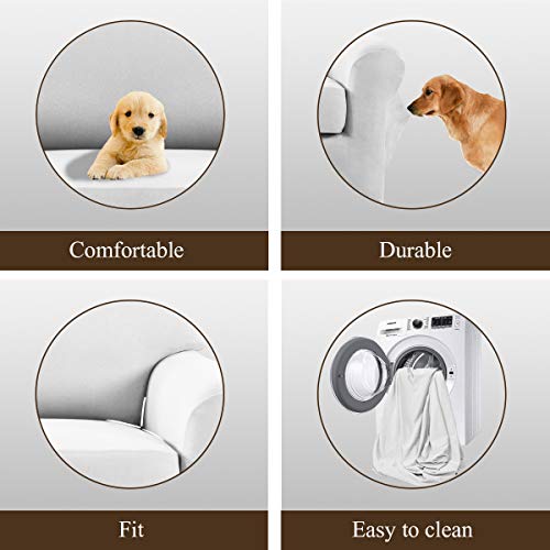 Image of Easy-Going 4 Pieces Microfiber Stretch Recliner Slipcover - Spandex Soft Fitted Sofa Couch Cover, Washable Furniture Protector with Elastic Bottom for Kids,Pet (Recliner,Snow,White