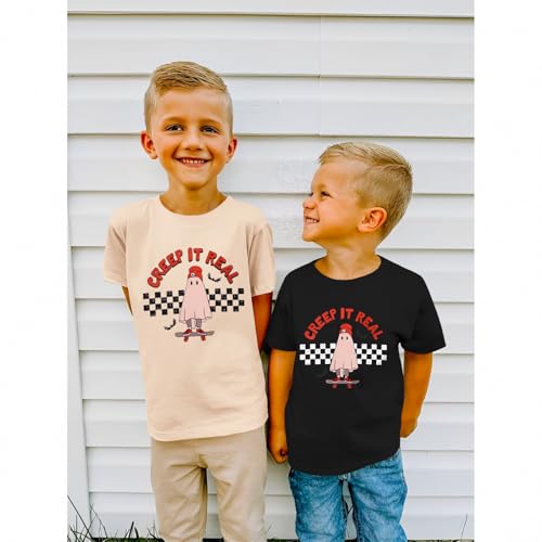 CM C&M WODRO Toddler Halloween Shirt Baby Boy Girl Retro Ghost Skateboarding Tees Cute Spooky Season Creep It Real Clothes2