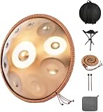 FUSKANG 432hz Handpan Steel Drum 9 Töne 22inch Purple Performer in D Minor mit Handpan-Ständer, Handpan-Koffer