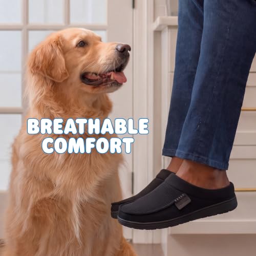 Image of Dearfoams Men's Brendan Indoor /Outdoor Breathable Memory Foam Clog House Shoe with Wide Widths Slipper