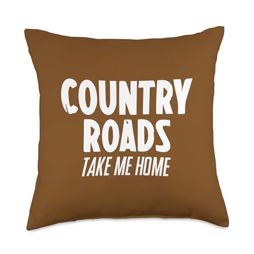 Country Roads Take Me Home - West Virginia Designs Country Roads Take Me Home-West Virginia American Slant Throw Pillow, 18x18, Multicolor