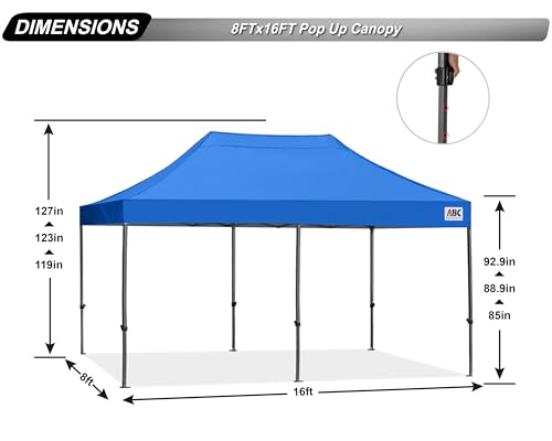 Image of ABCCANOPY Patio Pop Up Canopy Tent 8x16 Commercial-Series (Blue)