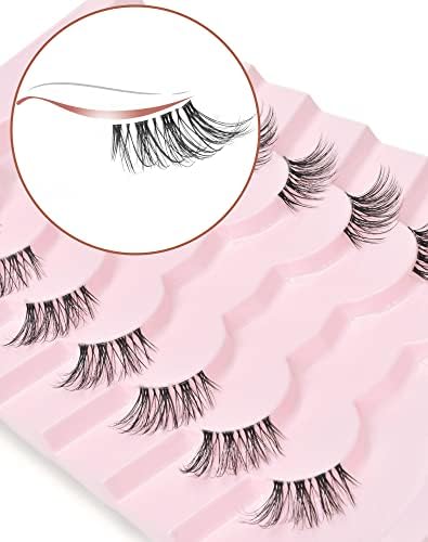 Onlyall Natural Lashes Half Lashes Natural Look False Wispy Eyelashes Clear Band Lashes Pack 3D Faux Mink Lashes 7 Pairs C03