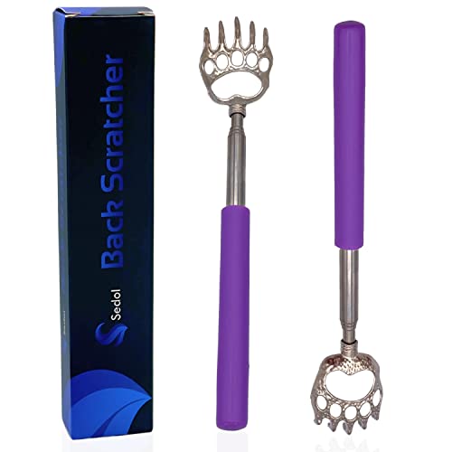 Sedol Raspador traseiro – Garras telescópicas extensíveis de urso raspador nas costas e massajador de couro cabeludo com alça de borracha para humanos e animais de estimação
