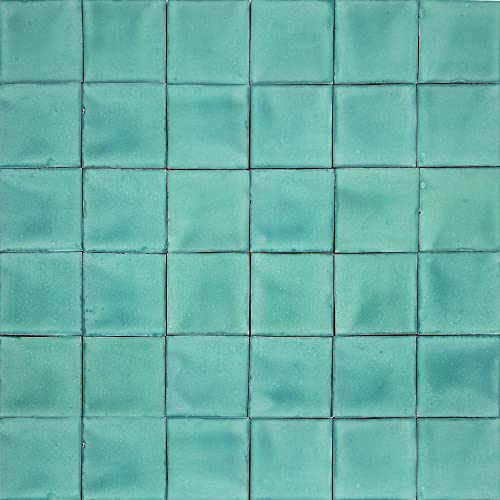 Cerames- Light Green Verde Cana Deslavad Mexican Solid Color Tiles Backsplash 4X4 | Pack Of 90 Handmade Tiles | Talavera Bathroom And Kitchen Splashbacks Tiles #TOP19