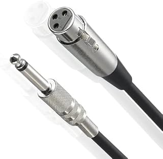 3-Pin XLR Female to 1/4 6.35mm Mono Jack Male Plug TRS Audio Cable Mic Adapter 3 Meter Length