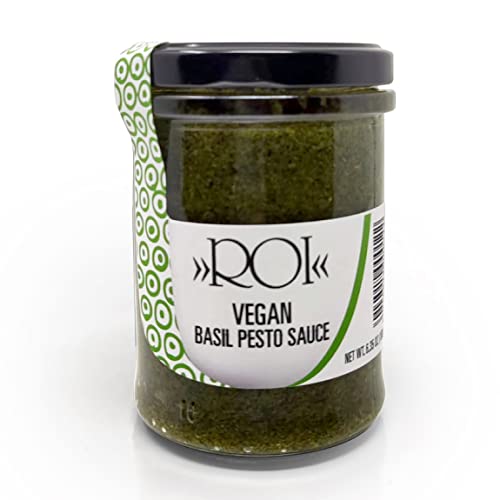 ROI Pesto Sauce - Vegan Pesto - Fresh Ligurian Basil Pesto Made of Genovese DOP basil and EVOO - Gluten Free Pesto - Keto Friendly Basil Sauce - Non-GMO - Made In Italy - 6.3 oz (180g) (Pack of 1)