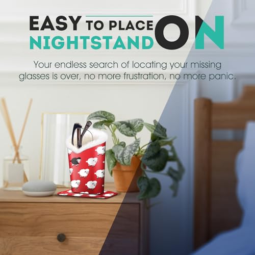 Image of Pack of 2 Plush Lined Eyeglasses Holder Stand Protective Glasses Case For Desks Or Nightstands