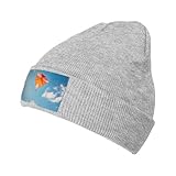 Paper Plane Top Fleece Level Beanie Men Women Warm Winter Cuffed Beanie Soft Warm Ski Hats Unisex Gray