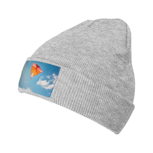 Paper Plane Top Fleece Level Beanie Men Women Warm Winter Cuffed Beanie Soft Warm Ski Hats Unisex Gray