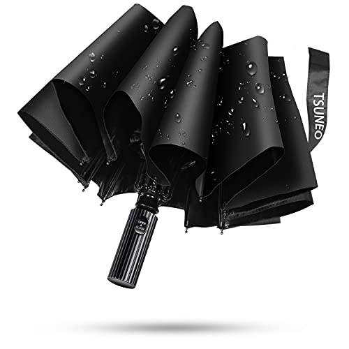 折りたたみ傘 ワンタッチ 自動開閉 【超大サイズ 12本骨】 メンズ傘 大きい おりたたみ傘 台風対応 梅雨対策 超撥水 晴雨兼用 UVカット 紫外線遮蔽 折り畳み傘 メンズ レディース 収納ポーチ付き (ブラック)