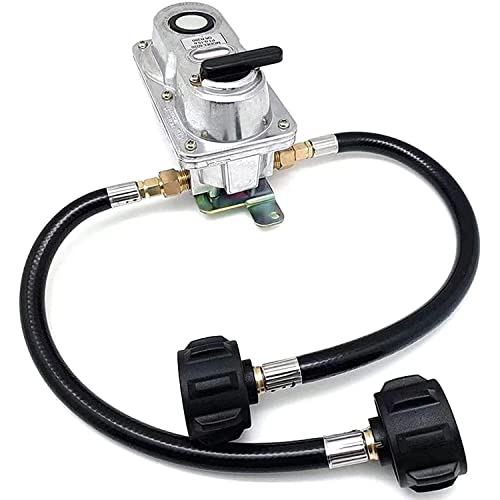 RV Propane Regulator 2 Stage Auto Changeover Propane Regulator with hose, Dual Propane Tank Regulator for RV Trailers Camper