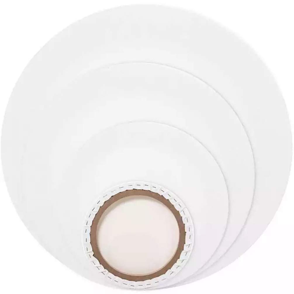 Lurrose Toile Ronde Tendue en Coton Blanc Cadre en Bois, pour Peinture à L'huile et Dessin, Format 40cm pour Artistes et Amateurs de Création