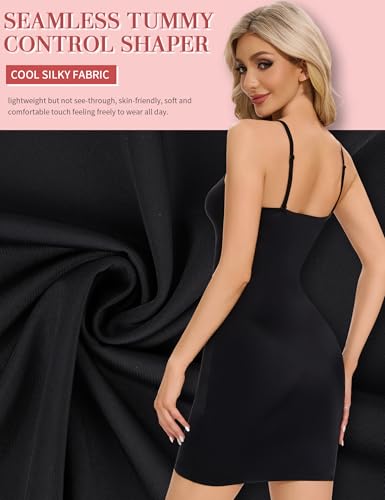 Image of SLIMBELLE Shapewear Slips For Under Dress Deep V Neck Adjustable Strap Tummy Control Full Slip Seamless Shaper For Women