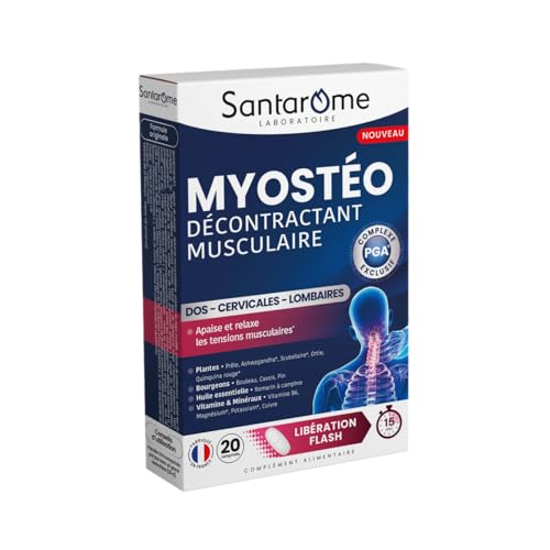 Santarome Bio - Myostéo - Complément alimentaire articulations - Décontractant musculaire dos, cervicales, lombaires - Libération flash - Plantes,...