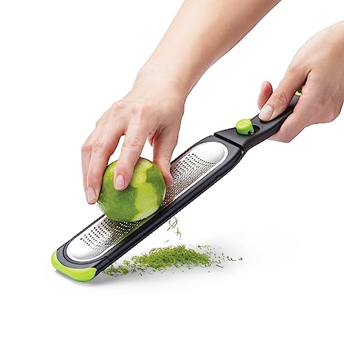 Dreamfarm 1mm Ozest – Fine | Speed Citrus Cheese Nut Food Self-Cleaning POP Button Zester | Easy Fluffy Zest No Pith | Non-Slip Foot, Safer Control | Blade Cover Measures 2 Tbsp | Black/Green… - Image 4