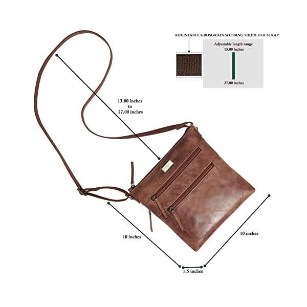 Crossbody Bag for Women – Real Leather Sling with Multiple Pockets and Adjustable Strap – Perfect for Daily Use and Gifting (Tan Distressed) - Image 6