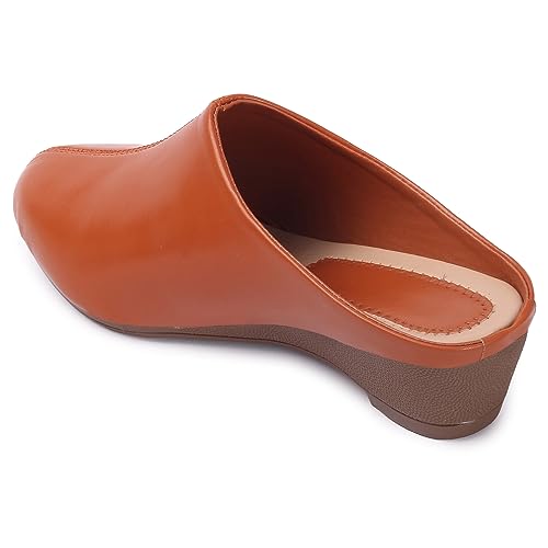 Image of Comfortable Women's Slip-on Wedge Back Open Mules Shoes & Sandals