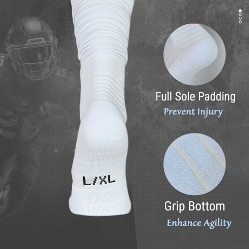 Scrunch Football Socks, Extra Padded Breathable, Ankle & Arch Support, Premium Cotton Blend Socks for Men Youth Boys4
