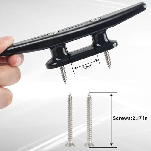 image for VEITHI Black Nylon Boat Cleat 6 inch, Dock Cleat with Hardware 4 Pack,